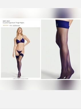Victoria's secret very sexy logo shine thigh high stockings SMALL NIGHT OCEAN